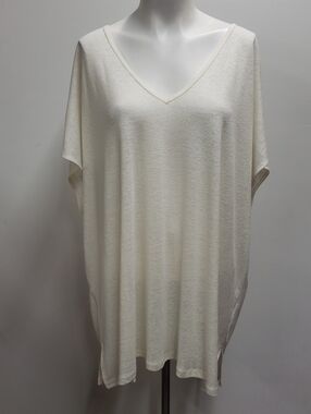 Torrid Linen Blend Semi-sheer V Neck Tunic Top Women's 4X Beachy Effortless